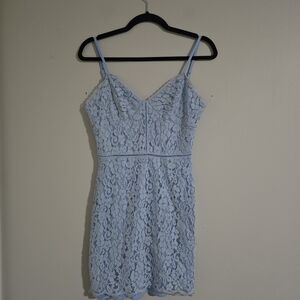 Missguided Light Blue Lace Mini Dress